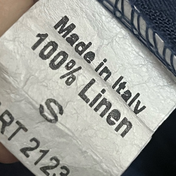 Terzo Millennio 100% Linen Made in Italy Dark Blue High-Low Dress - Picture 5 of 9